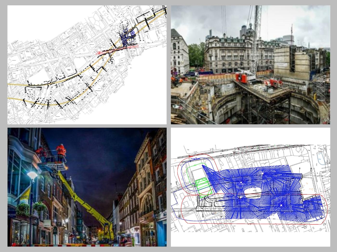 Photos from the monitoring and installation of the Crossrail Elizabeth Line monitoring Scheme