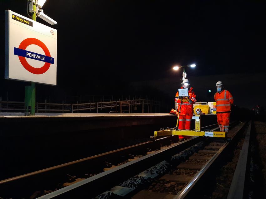 Track trolley survey at Perivale station