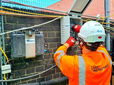 GEO-Instruments engineer undertaking maintenance on a dust monitoring system