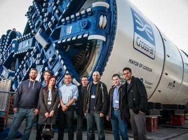 GEO-instruments UK team standing by a Crossrail Elizabeth Line Tunnel Boring Machine 