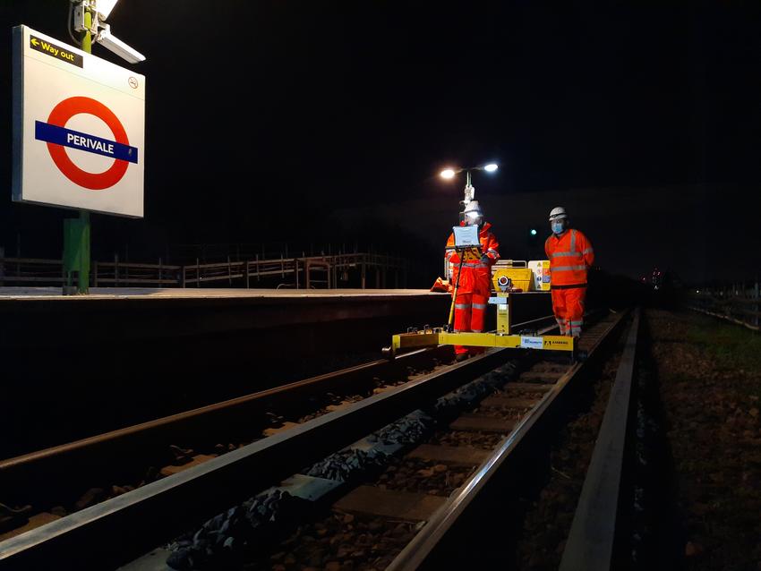 Track trolley survey at Perivale station