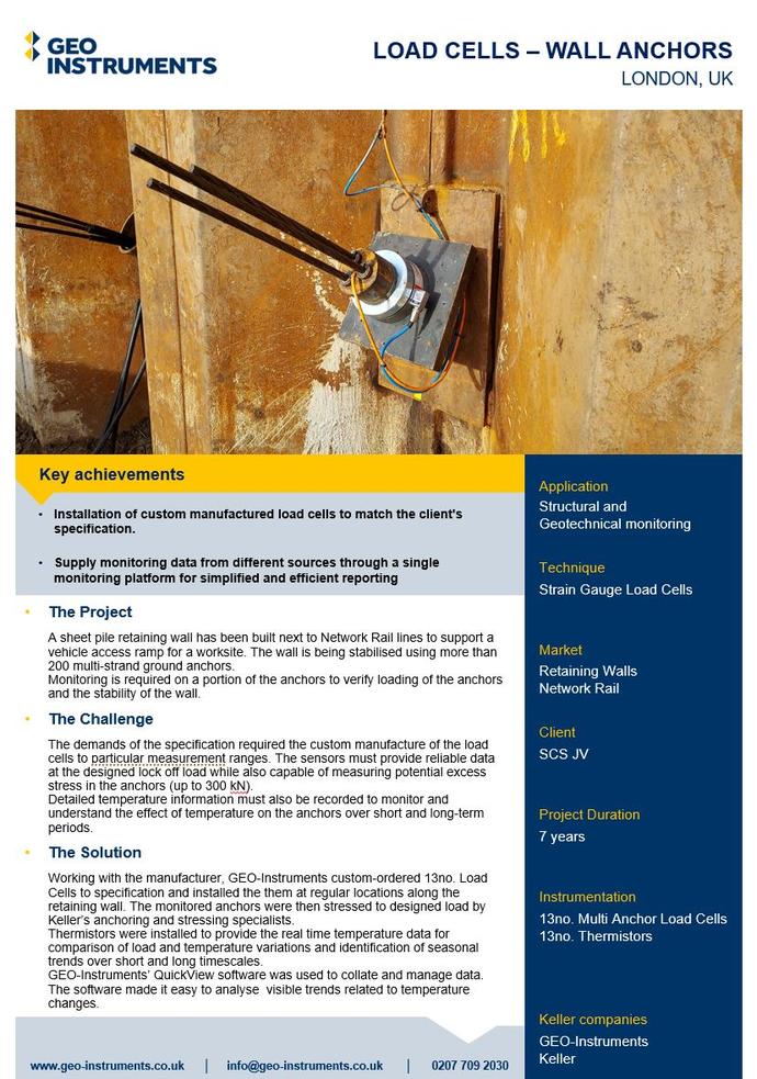 Case Study - Wall Anchor Load Cells