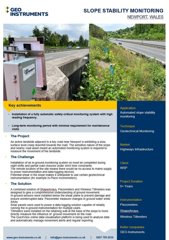 Case Study - Slope stability monitoring, Newport
