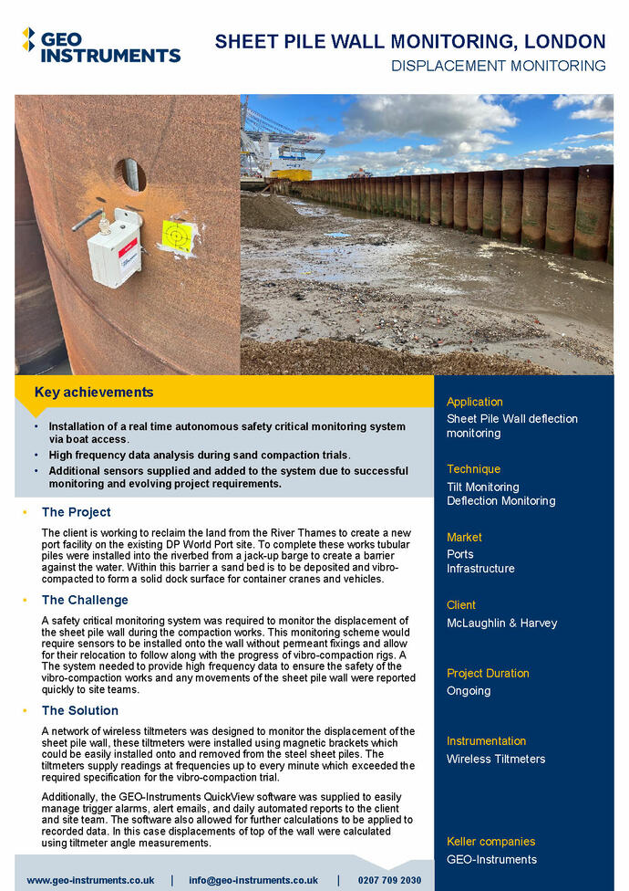 Case Study - DP World Sheet Pile Wall Monitoring