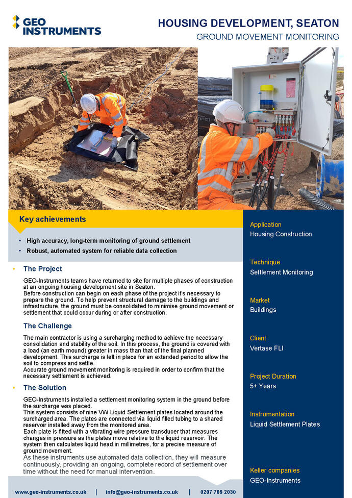 Case study - Surcharge Monitoring, Seaton